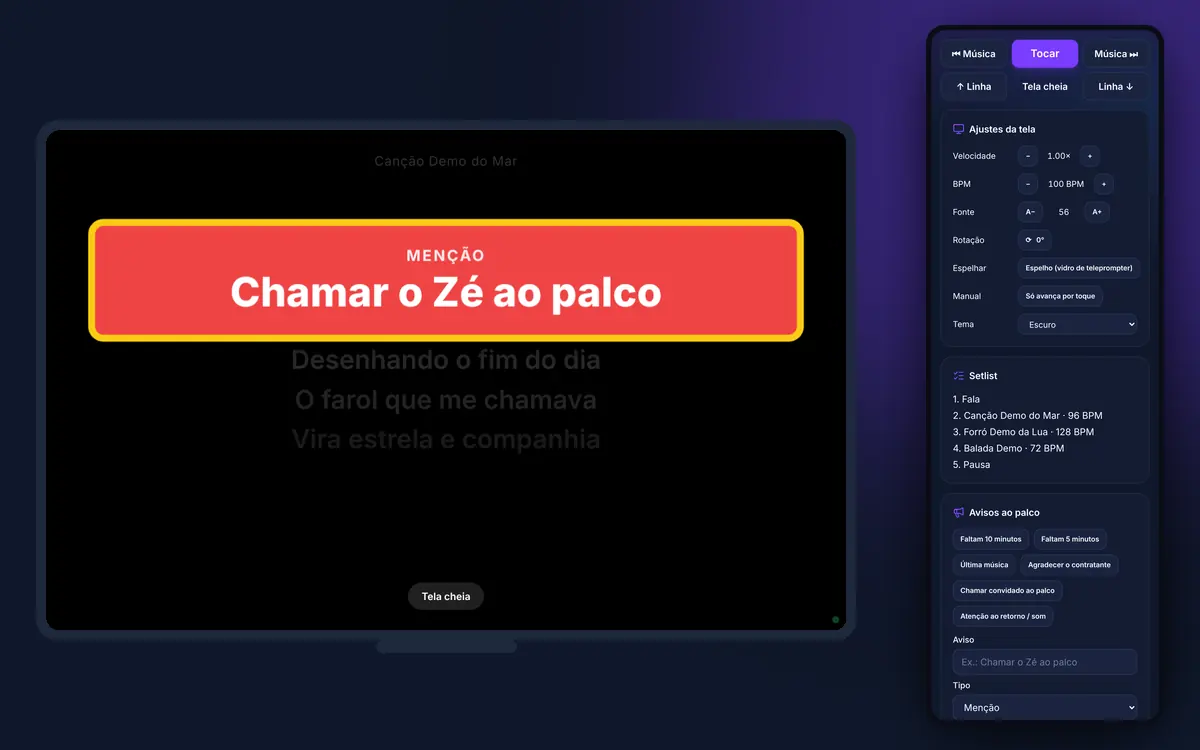 Teleprompter de palco